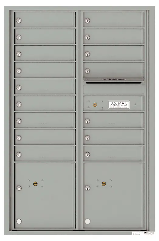 Florence 4C Horizontal Mailbox - 13 Doors High - 16 Doors, 2 Parcel Lockers - USPS Access