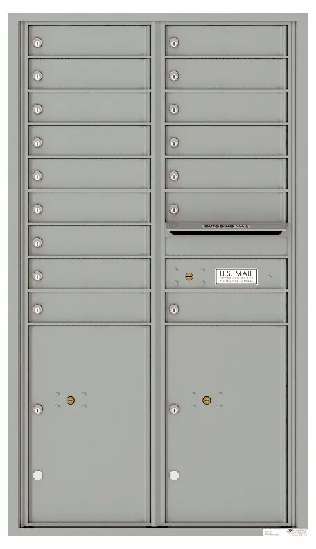 Florence 4C Horizontal Mailbox - 15 Doors High - 16 Doors, 2 Parcel Lockers - USPS Access