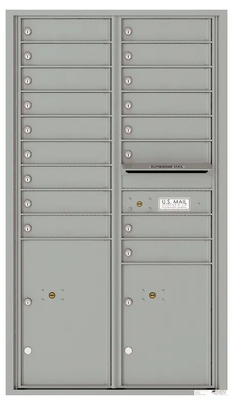 Florence 4C Horizontal Mailbox - 15 Doors High - 17 Doors, 2 Parcel Lockers - USPS Access