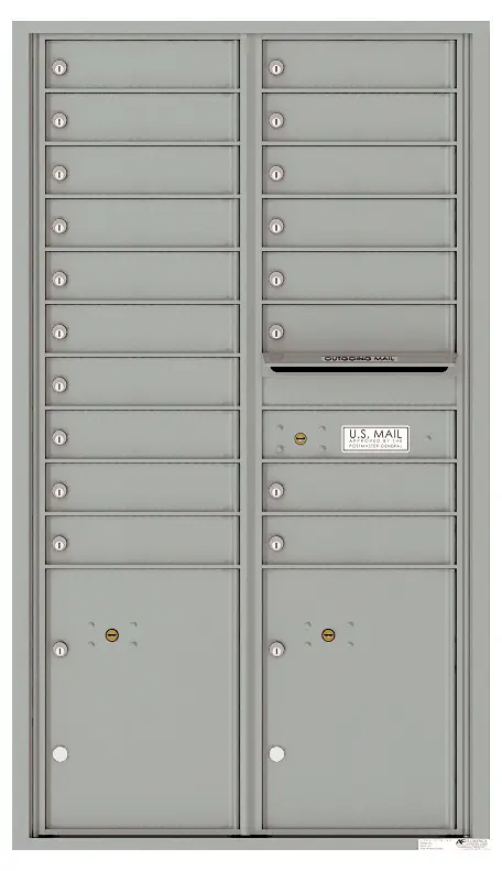 Florence 4C Horizontal Mailbox - 15 Doors High - 18 Doors, 2 Parcel Lockers - USPS Access