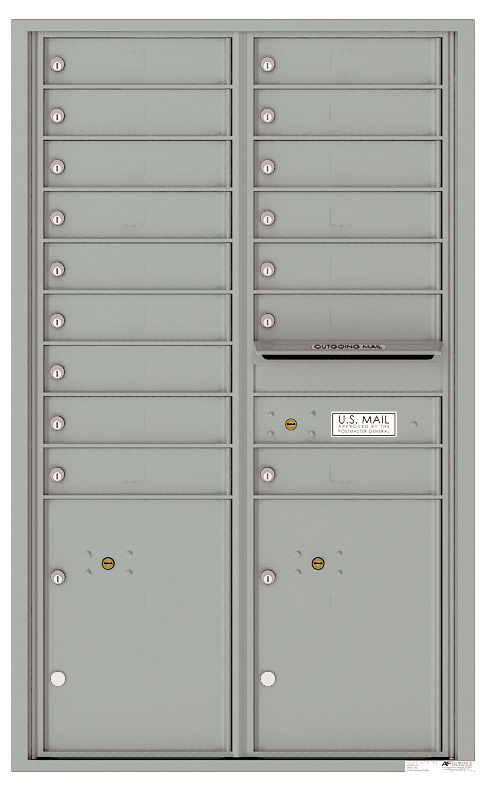 Florence 4C Horizontal Mailbox - 14 Doors High - 16 Doors, 2 Parcel Lockers - USPS Access