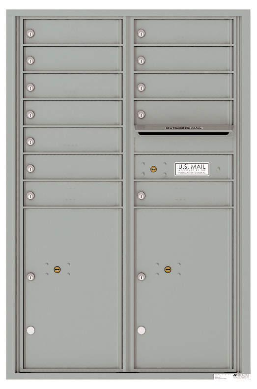 Florence 4C Horizontal Mailbox - 13 Doors High - 12 Doors, 2 Parcel Lockers - USPS Access