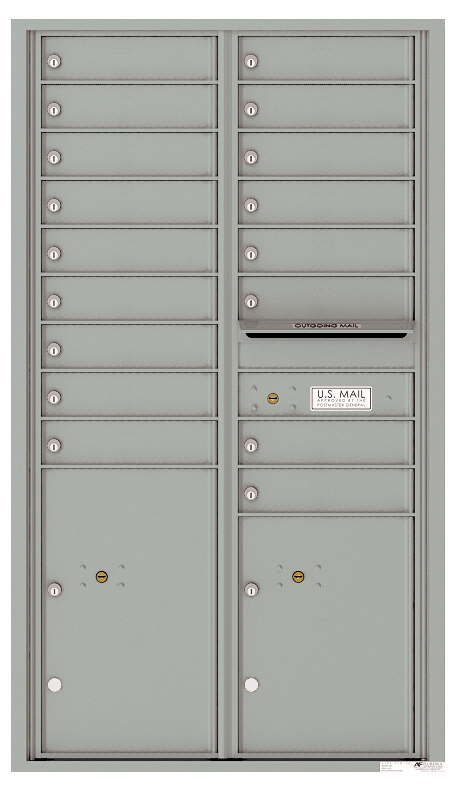Florence 4C Horizontal Mailbox - 15 Doors High - 17 Doors, 2 Parcel Lockers - USPS Access