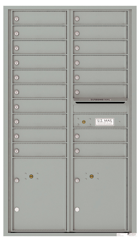 Florence 4C Horizontal Mailbox - 15 Doors High - 18 Doors, 2 Parcel Lockers - USPS Access